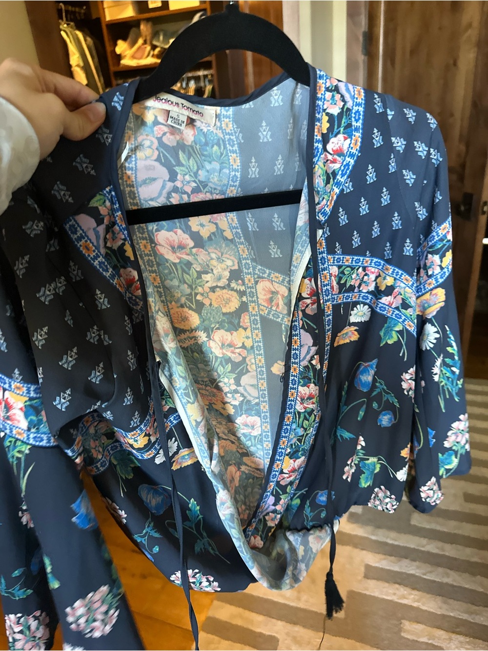 Floral Navy Boho Wrap top